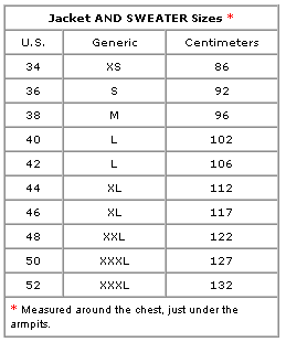 UNIFORM SIZING CHART